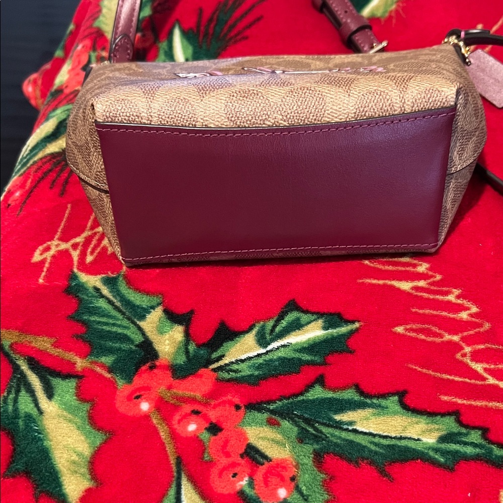 Coach Signature Brown and Burgundy Crossbody Bag - Picture 2 of 3